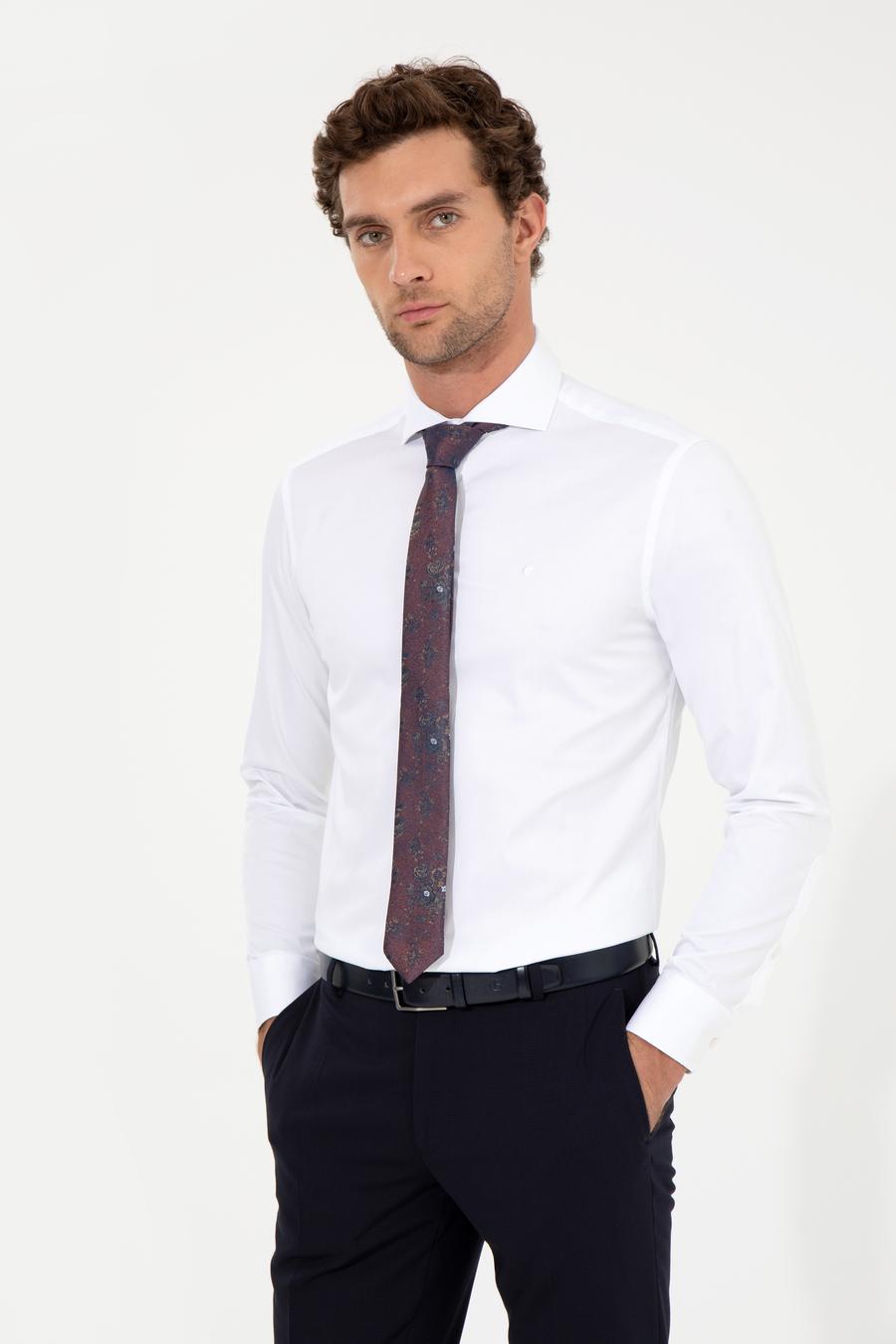 Beyaz Slim Fit Uzun Kollu Basic Gömlek - 50259831044