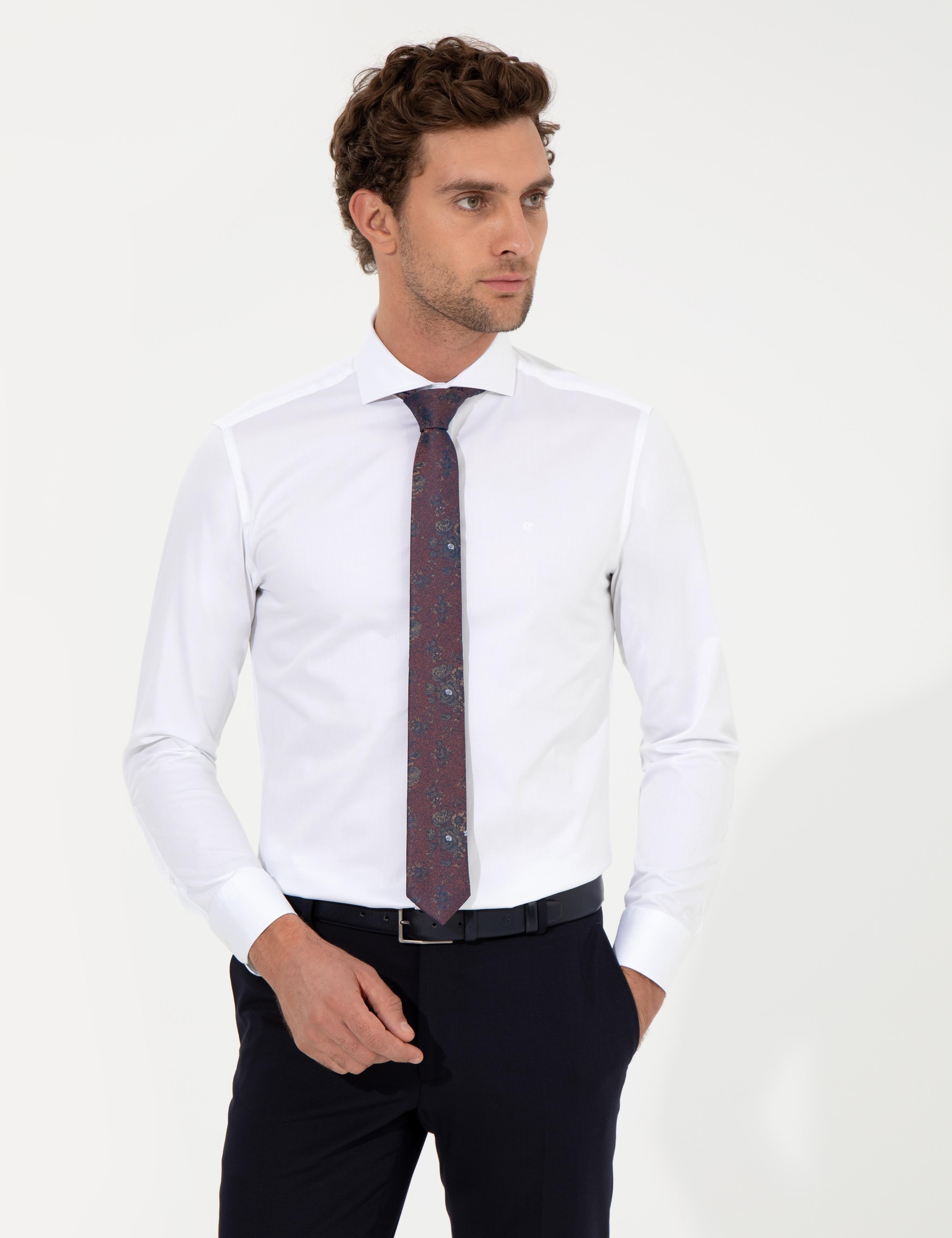Beyaz Slim Fit Uzun Kollu Basic Gömlek - 50259831044