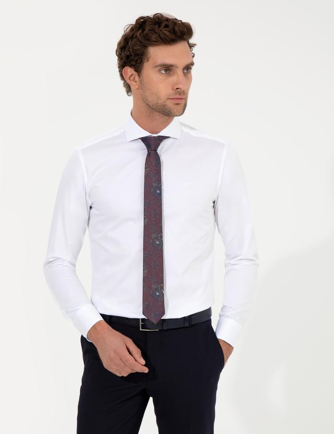 Beyaz Slim Fit Uzun Kollu Basic Gömlek