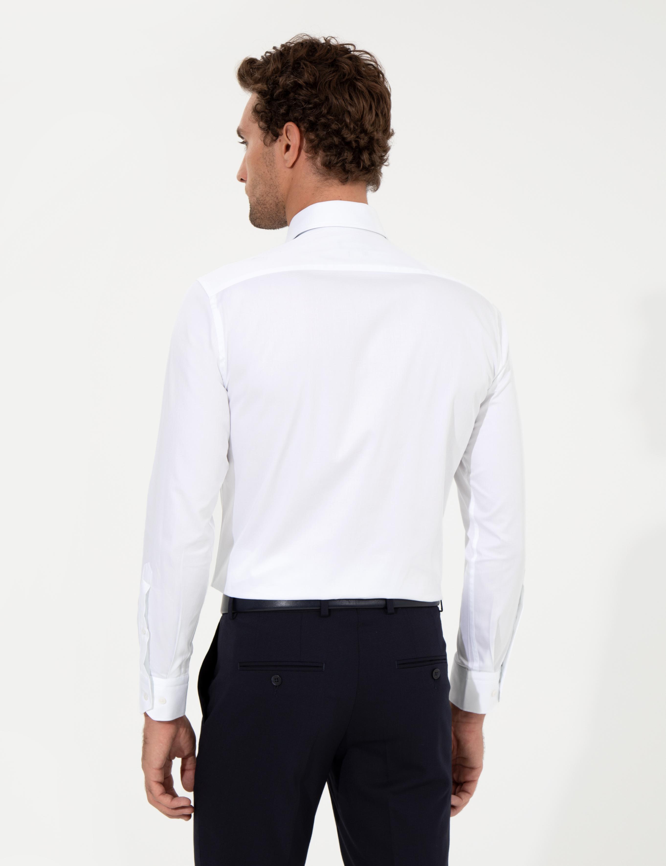 Beyaz Slim Fit Uzun Kollu Basic Gömlek - 50259831044
