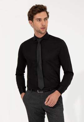 Siyah Slim Fit Uzun Kollu Basic Gömlek
