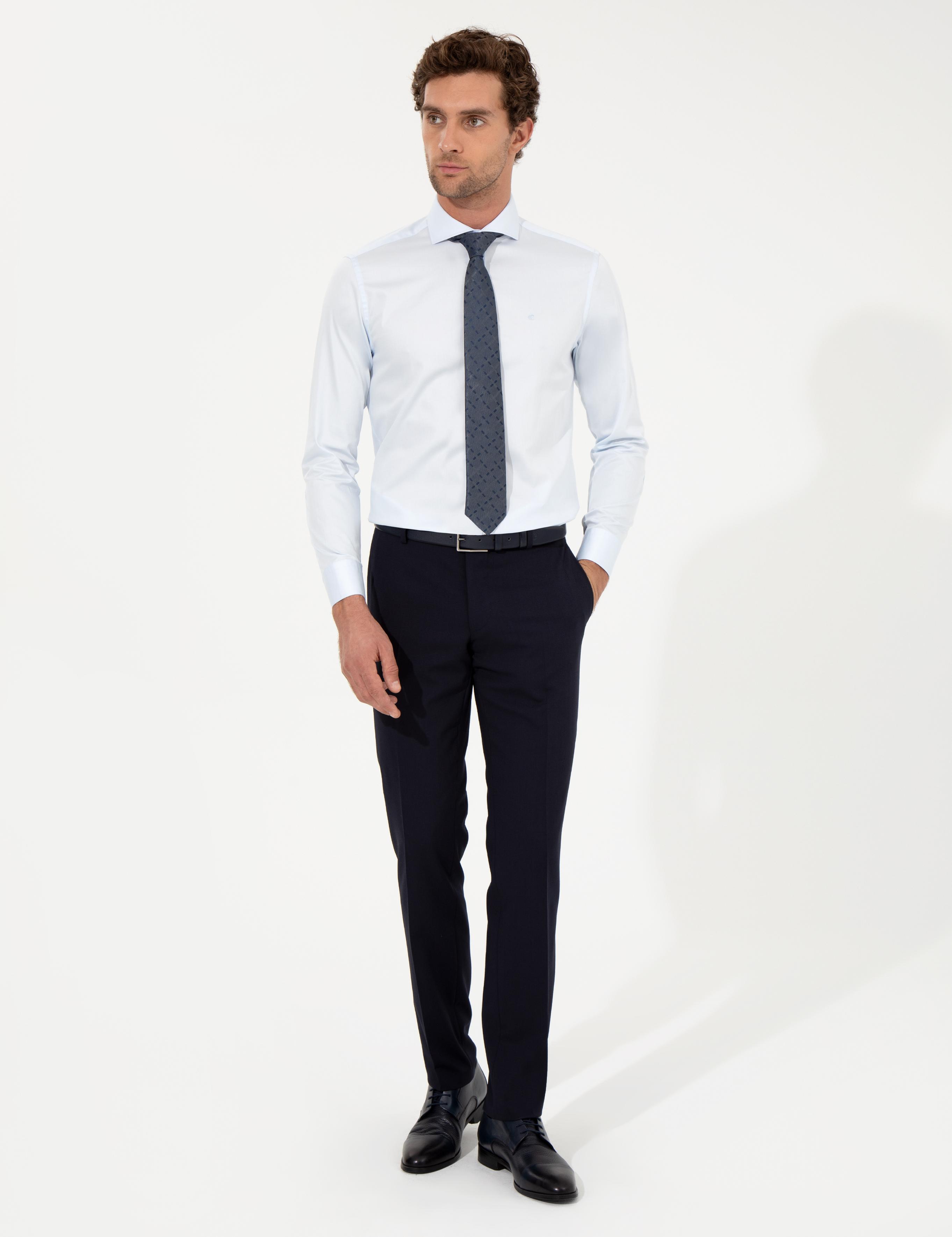 Açık Mavi Slim Fit Uzun Kollu Basic Gömlek - 50259831032