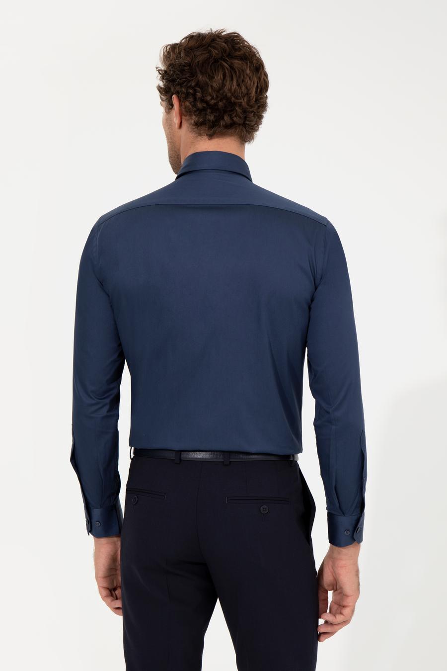 Lacivert Slim Fit Uzun Kollu Basic Gömlek - 50259831080