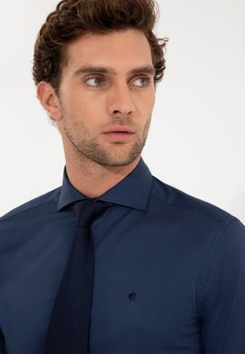 Lacivert Slim Fit Uzun Kollu Basic Gömlek
