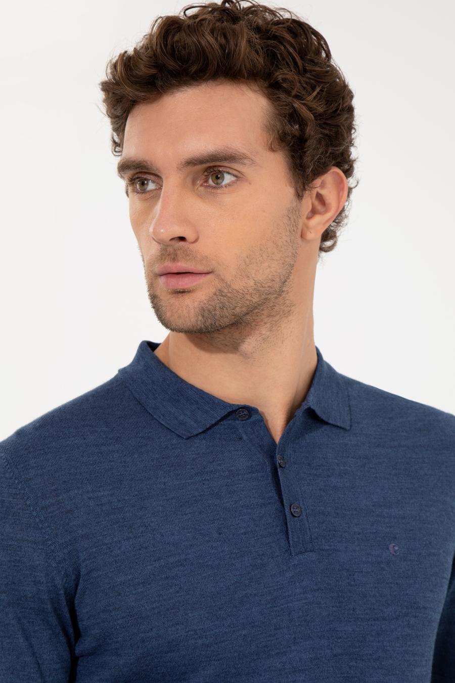 İndigo Slim Fit Polo Yaka Basic Triko Kazak - 50255613038