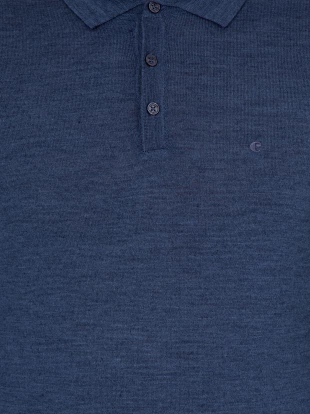 İndigo Slim Fit Polo Yaka Basic Triko Kazak