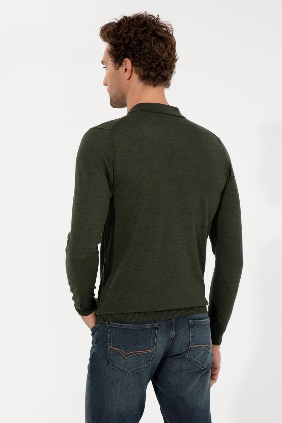 Haki Slim Fit Polo Yaka Basic Triko Kazak - 50255613052