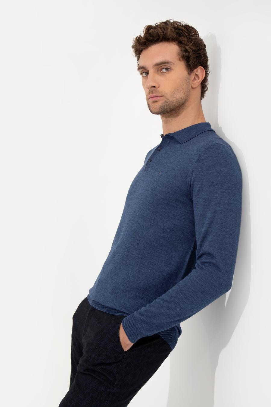 İndigo Slim Fit Polo Yaka Basic Triko Kazak - 50255613038