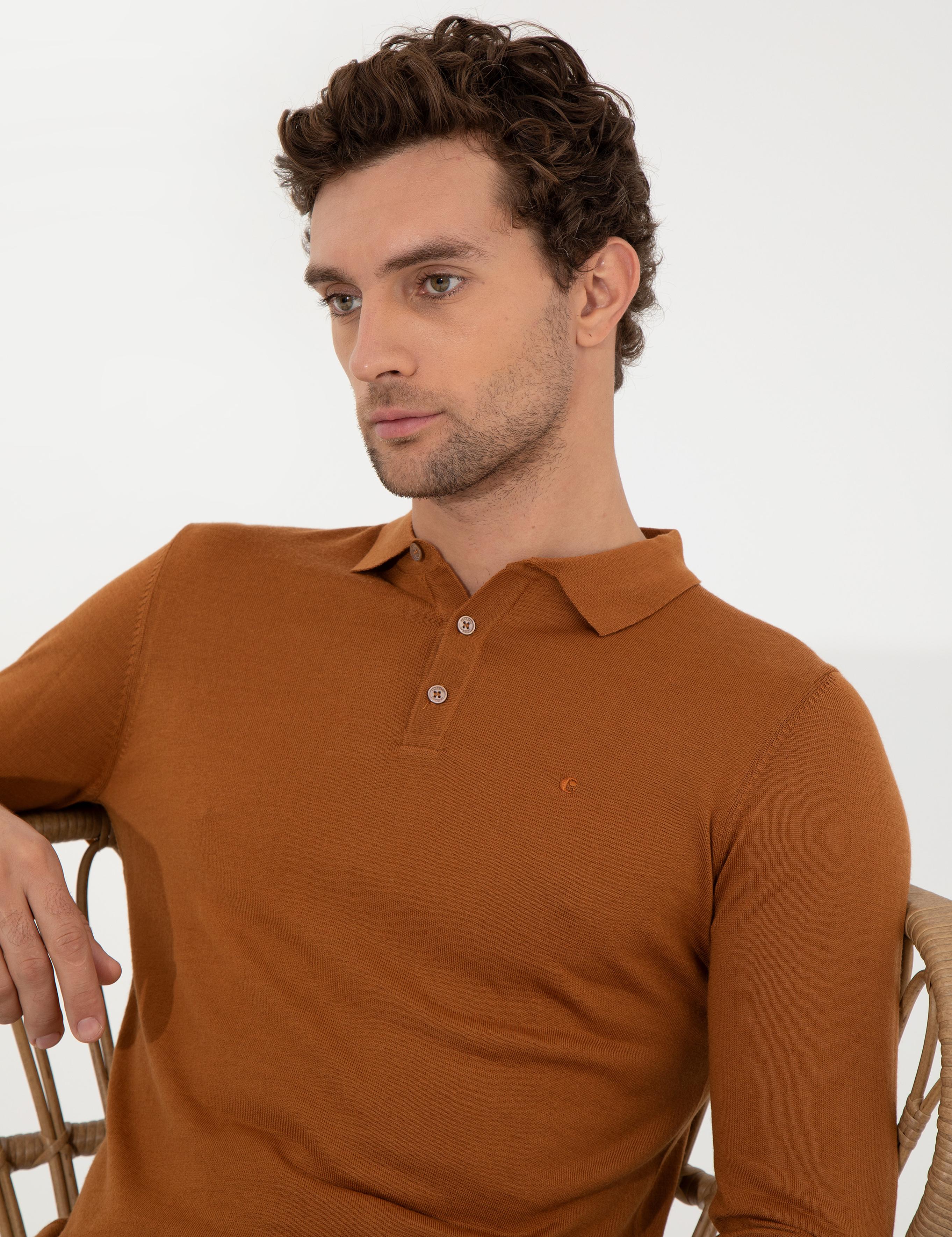 Tarçın Slim Fit Polo Yaka Basic Triko Kazak - 50255613109