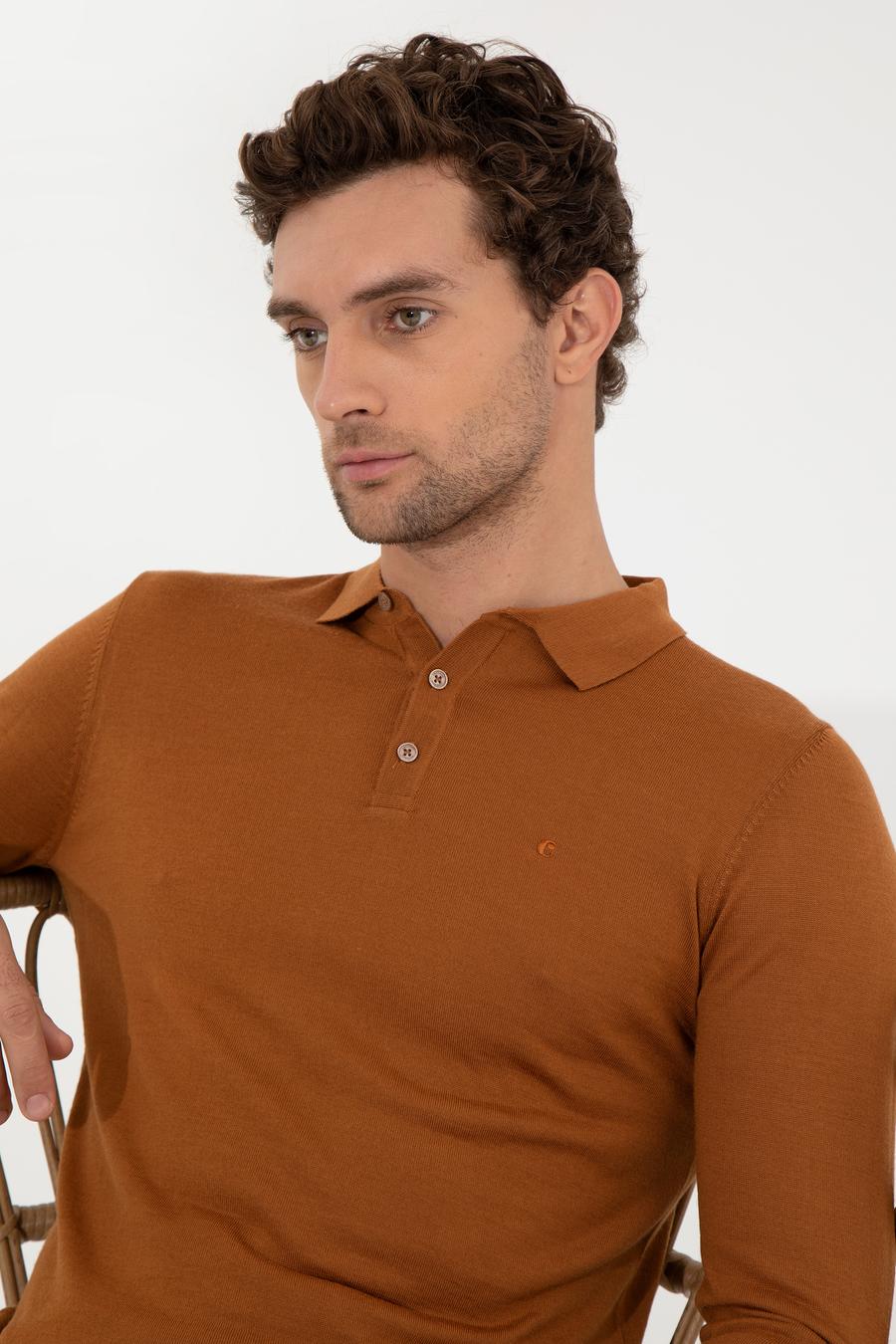 Tarçın Slim Fit Polo Yaka Basic Triko Kazak - 50255613109