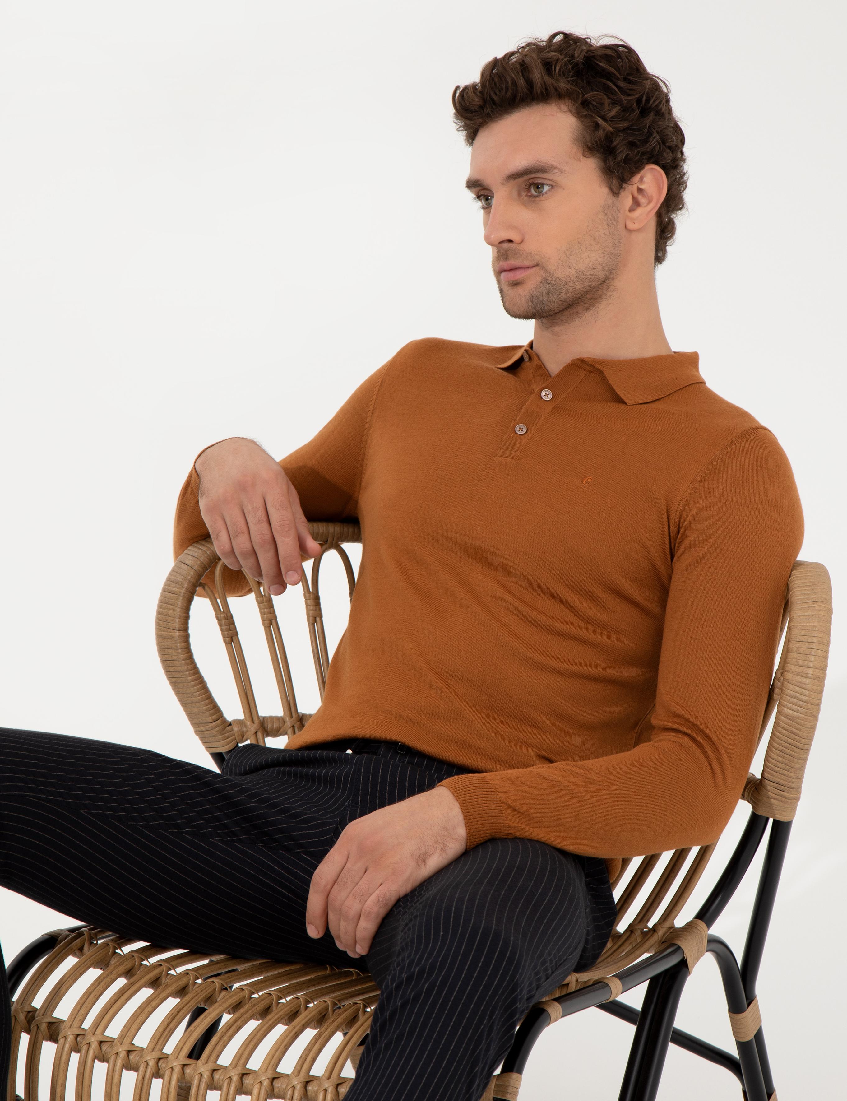 Tarçın Slim Fit Polo Yaka Basic Triko Kazak - 50255613109