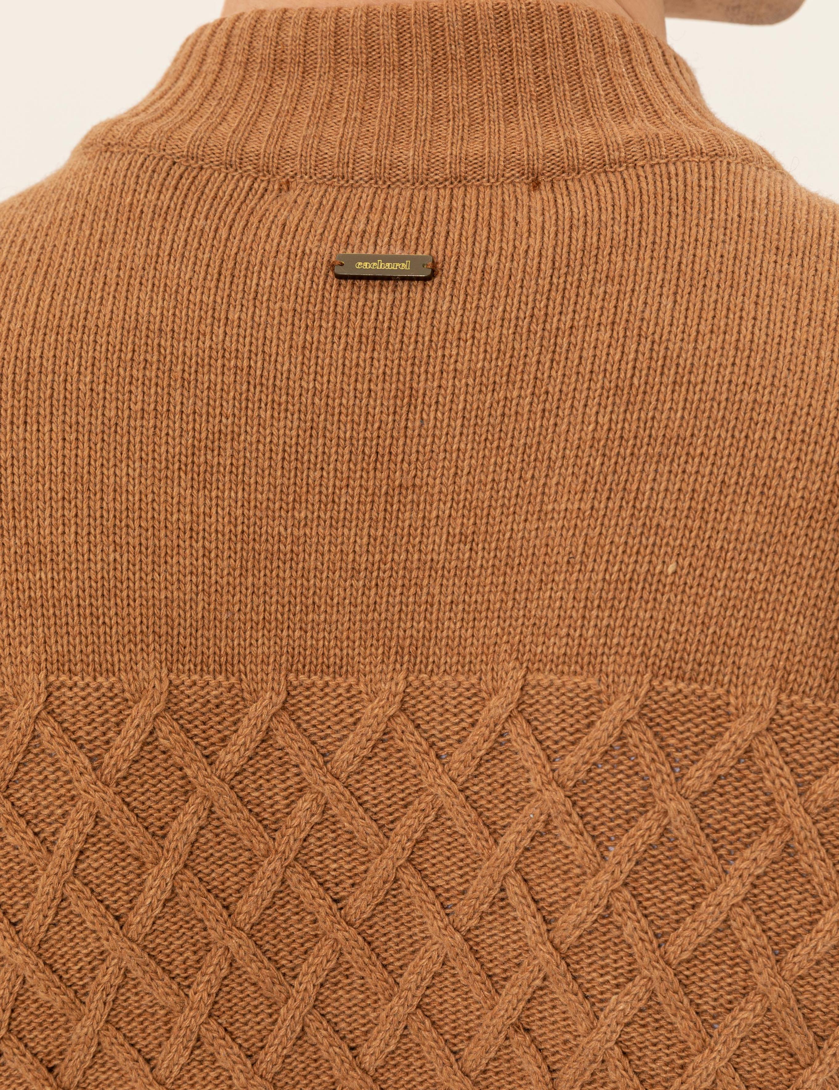 Camel Slim Fit Dik Yaka Triko Hırka - 50256926074