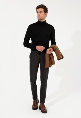 Siyah Slim Fit Balıkçı Yaka Basic Triko Kazak