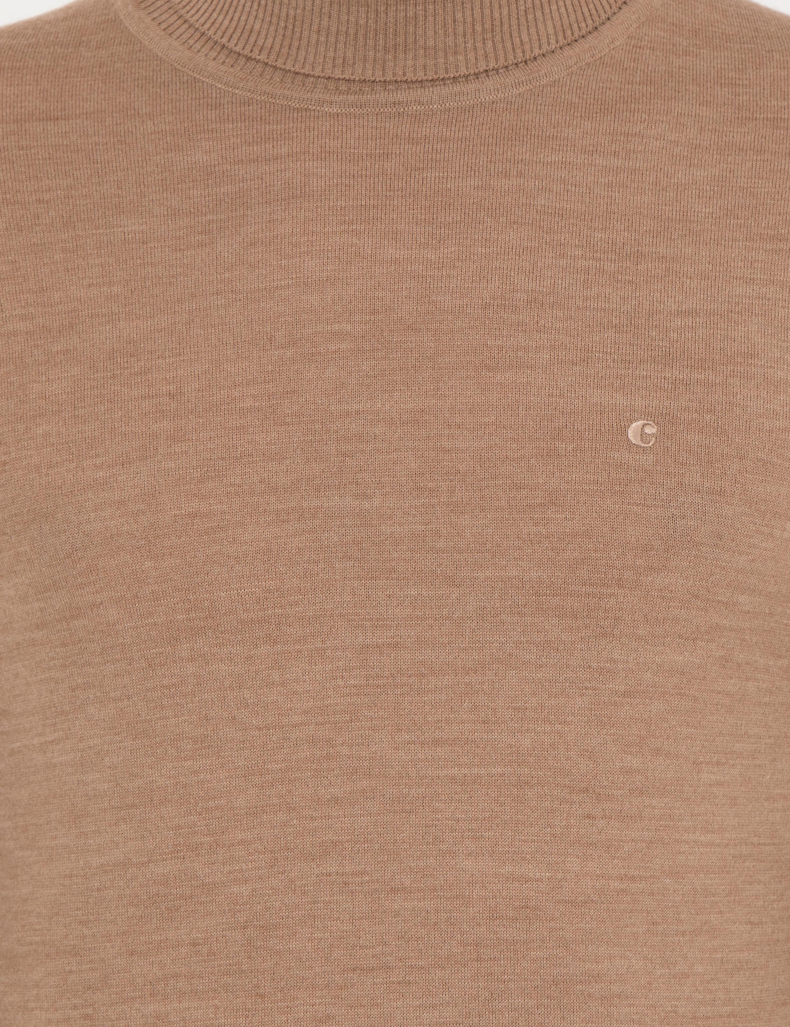 Camel Slim Fit Balıkçı Yaka Basic Triko Kazak - 50257269097