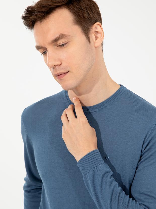 Mavi Slim Fit Bisiklet Yaka Basic Triko Kazak