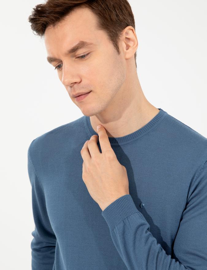 Mavi Slim Fit Bisiklet Yaka Basic Triko Kazak
