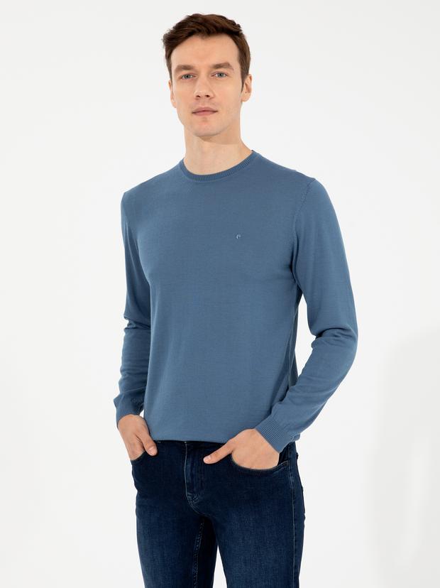 Mavi Slim Fit Bisiklet Yaka Basic Triko Kazak