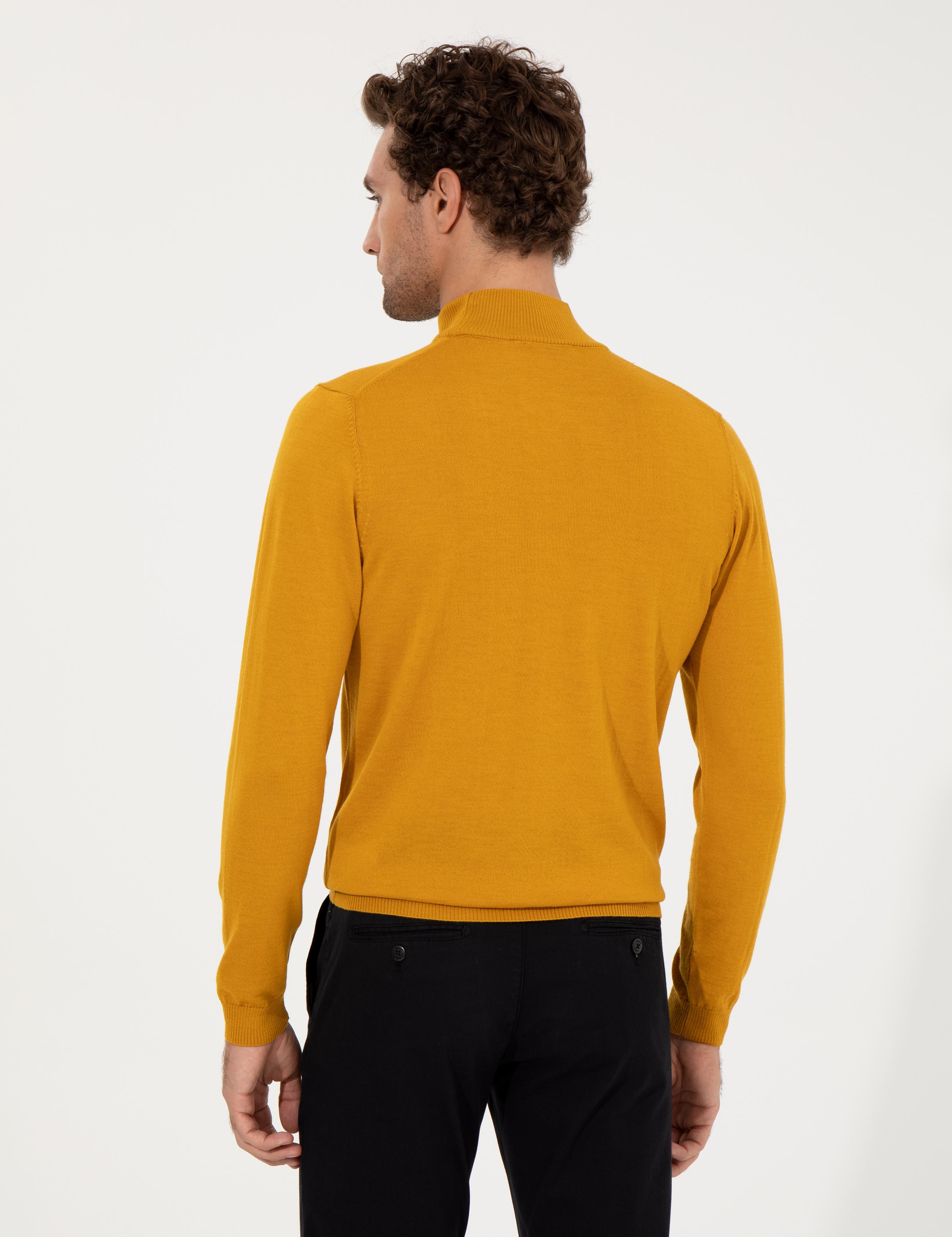 Sarı Slim Fit Yarım Balıkçı Basic Triko Kazak - 50257711061