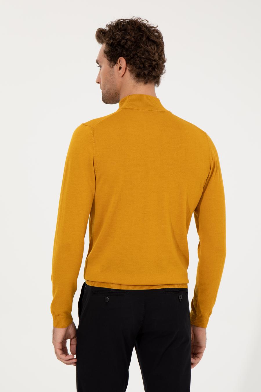 Sarı Slim Fit Yarım Balıkçı Basic Triko Kazak - 50257711061