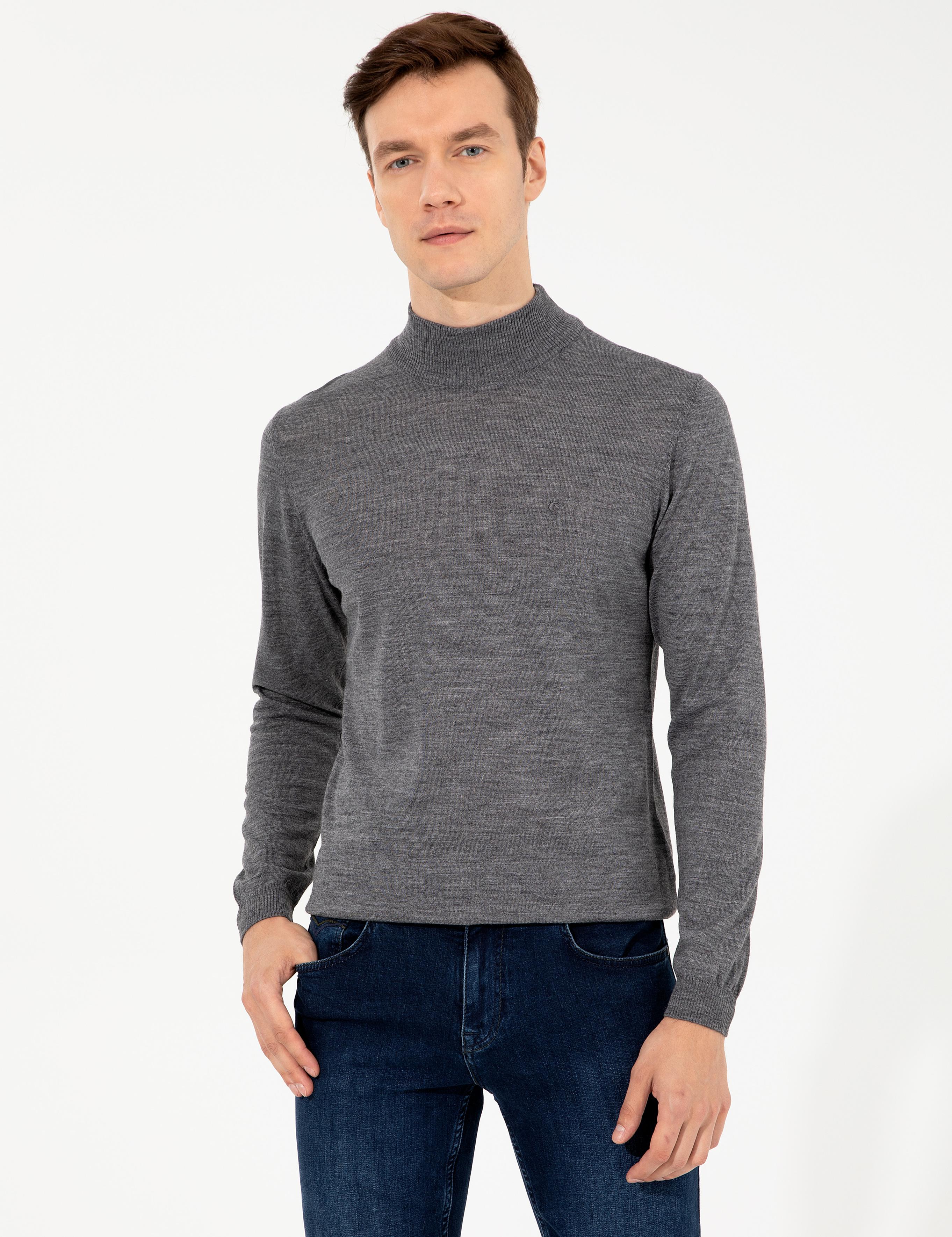 Füme Slim Fit Yarım Balıkçı Basic Triko Kazak - 50257711125