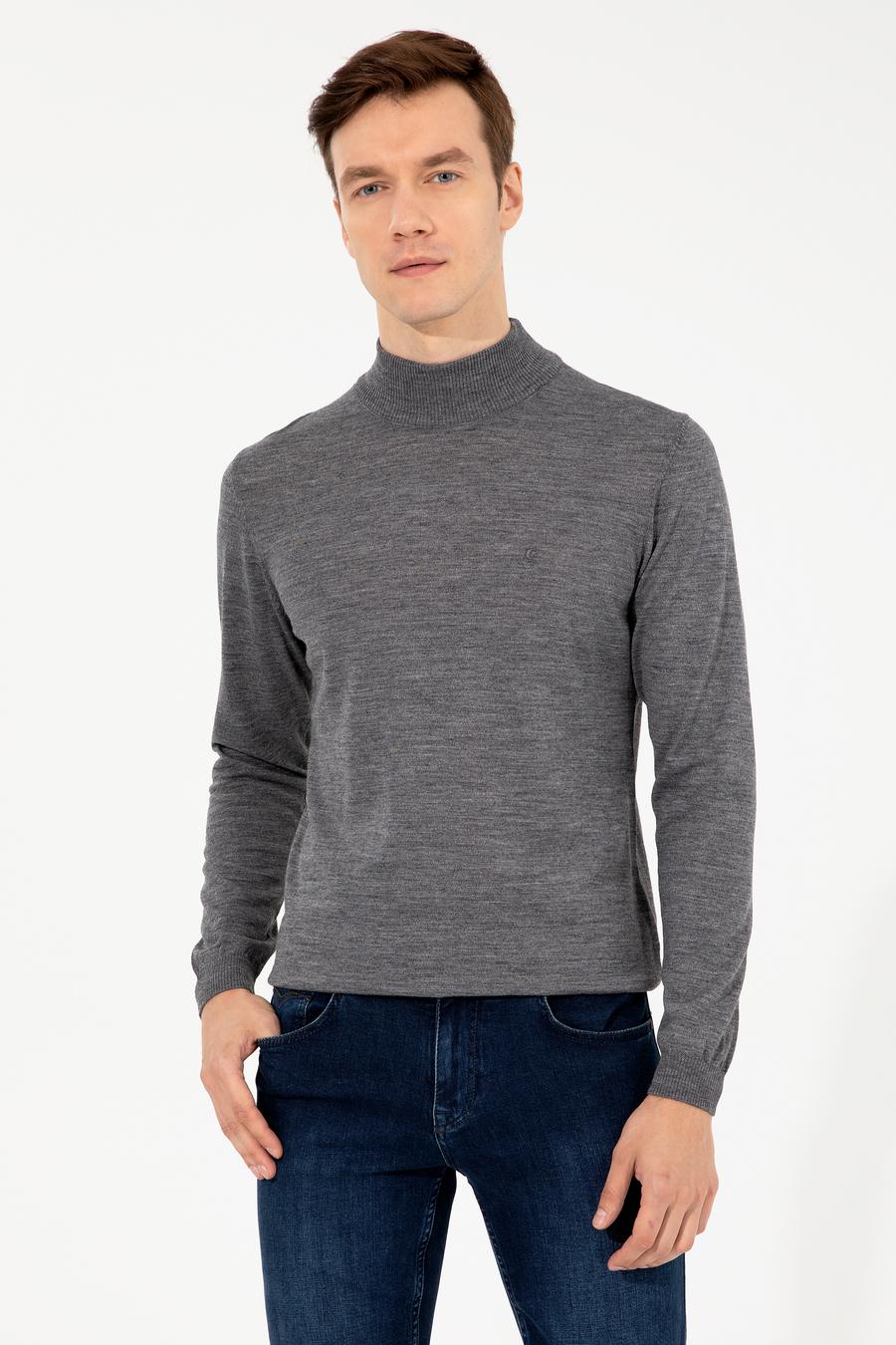 Füme Slim Fit Yarım Balıkçı Basic Triko Kazak - 50257711125