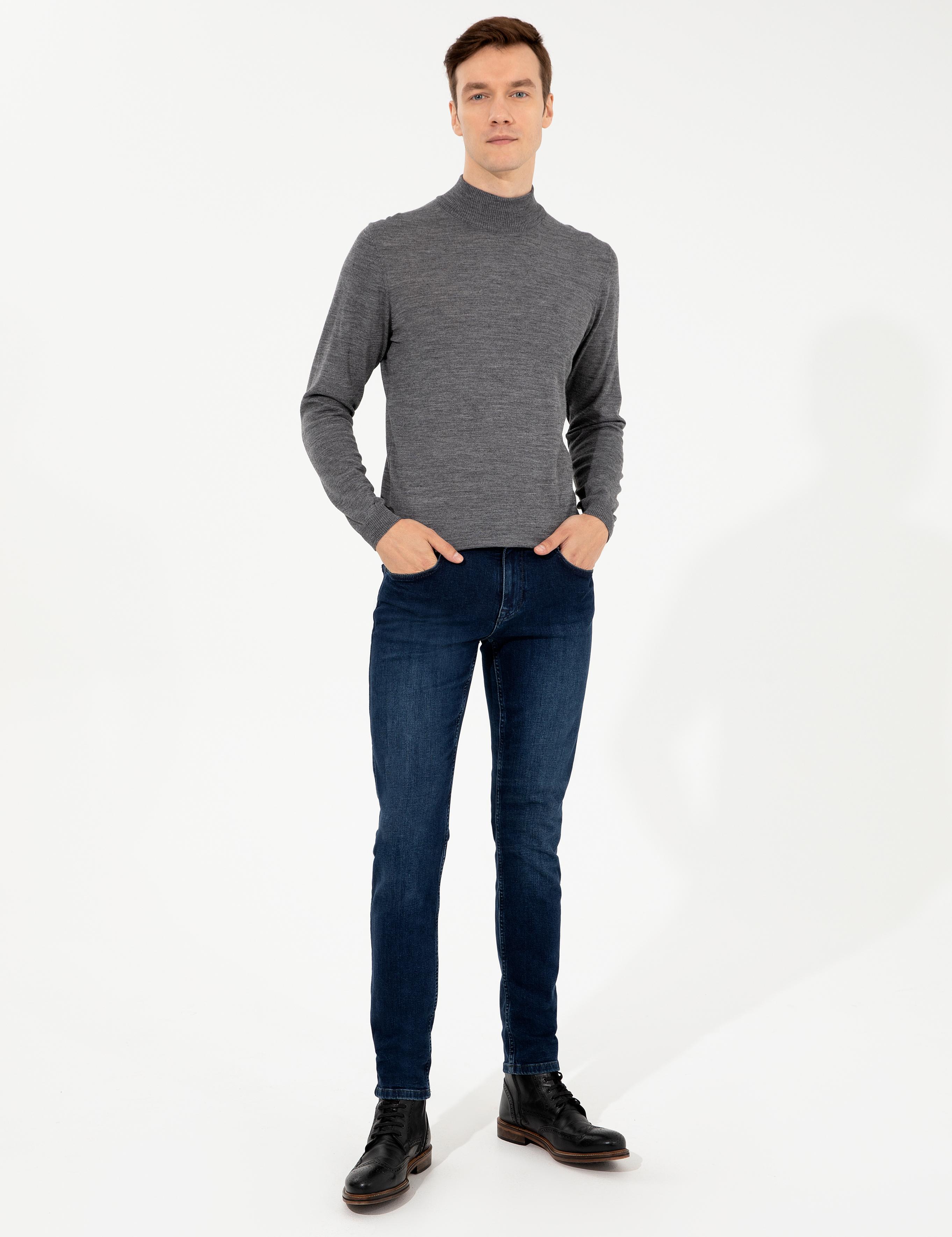 Füme Slim Fit Yarım Balıkçı Basic Triko Kazak - 50257711125