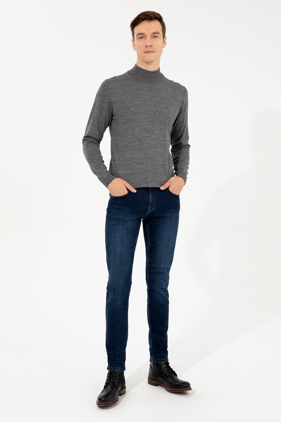 Füme Slim Fit Yarım Balıkçı Basic Triko Kazak - 50257711125
