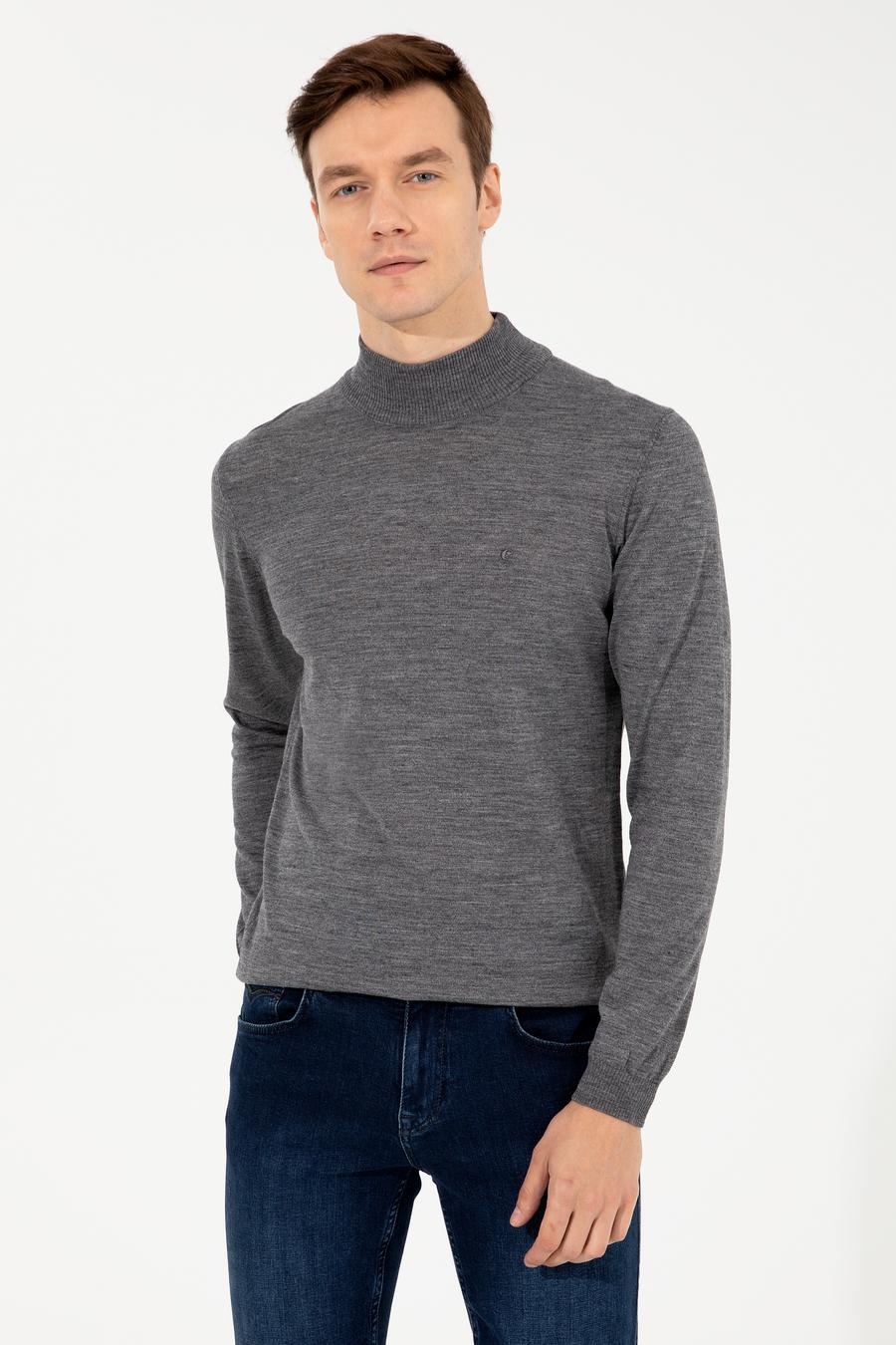 Füme Slim Fit Yarım Balıkçı Basic Triko Kazak - 50257711125
