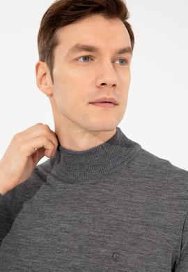 Füme Slim Fit Yarım Balıkçı Basic Triko Kazak