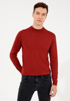 Kiremit Slim Fit Çeyrek Balıkçı Yaka Basic Triko Kazak