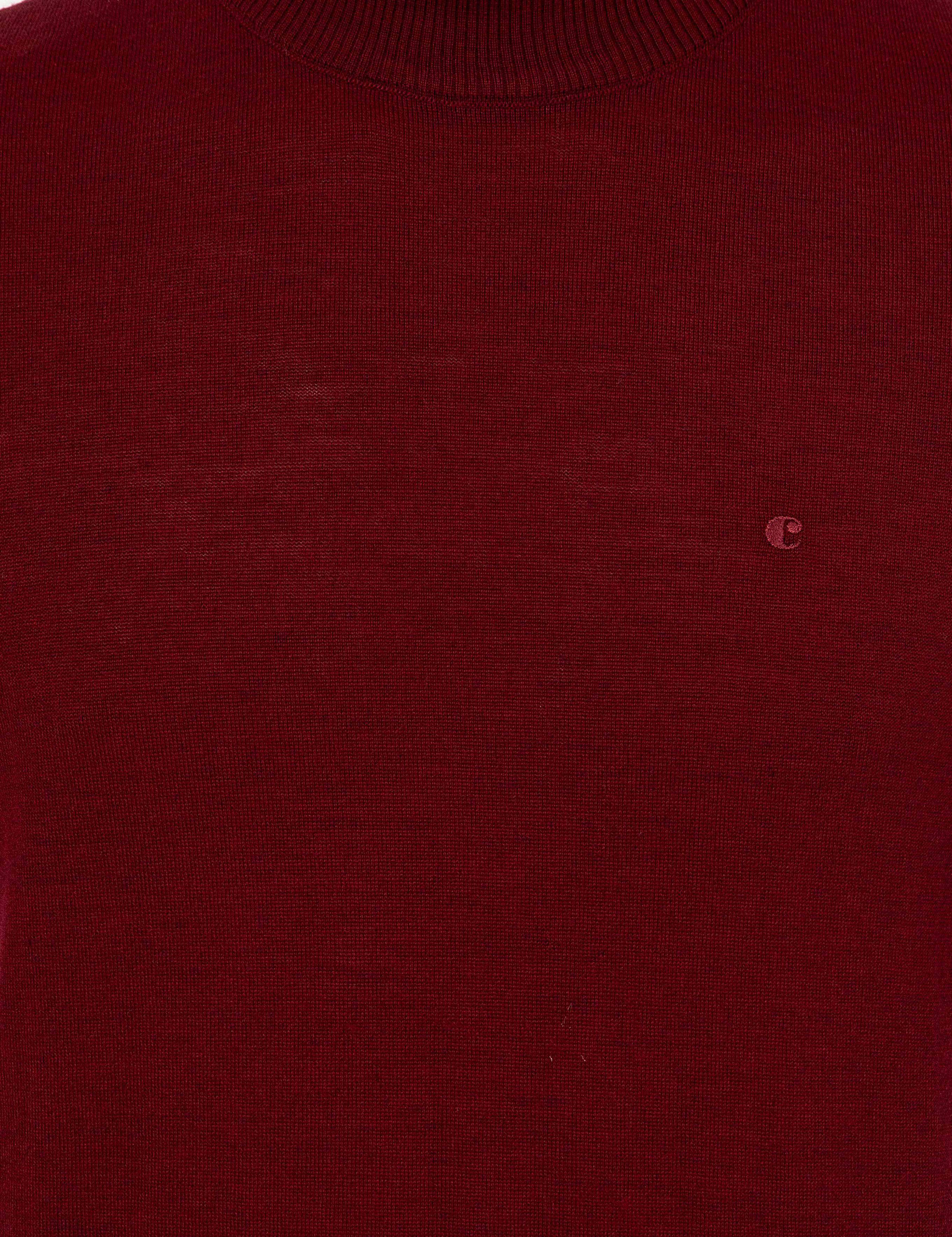 Koyu Bordo Slim Fit Çeyrek Balıkçı Yaka Basic Triko Kazak - 50257712058