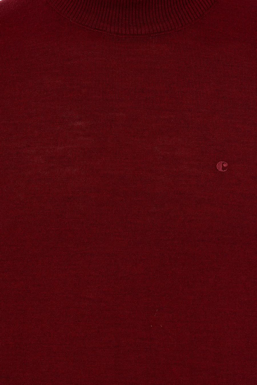 Koyu Bordo Slim Fit Çeyrek Balıkçı Yaka Basic Triko Kazak - 50257712058