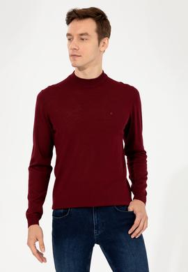 Koyu Bordo Slim Fit Çeyrek Balıkçı Yaka Basic Triko Kazak