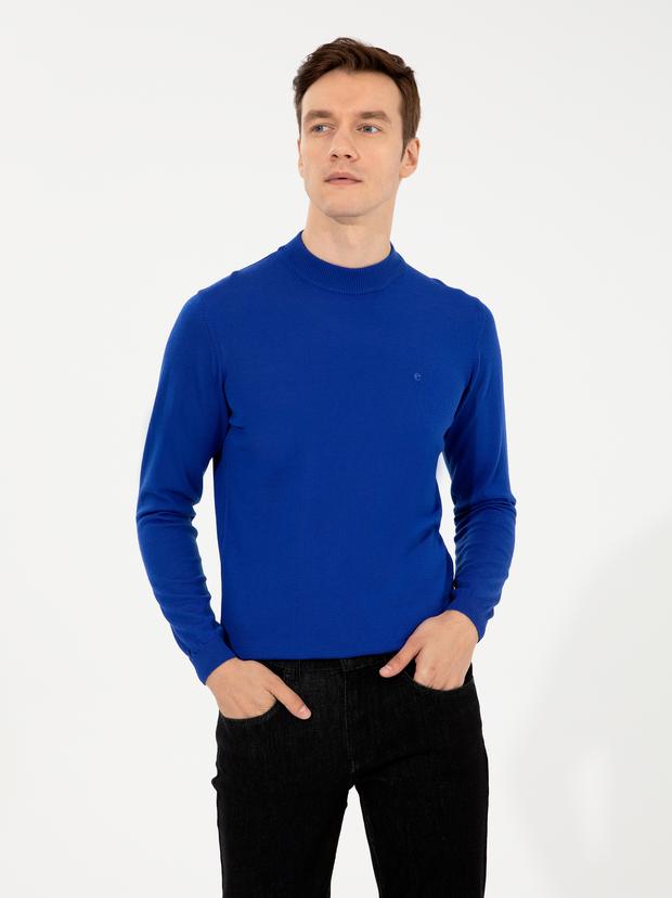 Sax Slim Fit Çeyrek Balıkçı Yaka Basic Triko Kazak