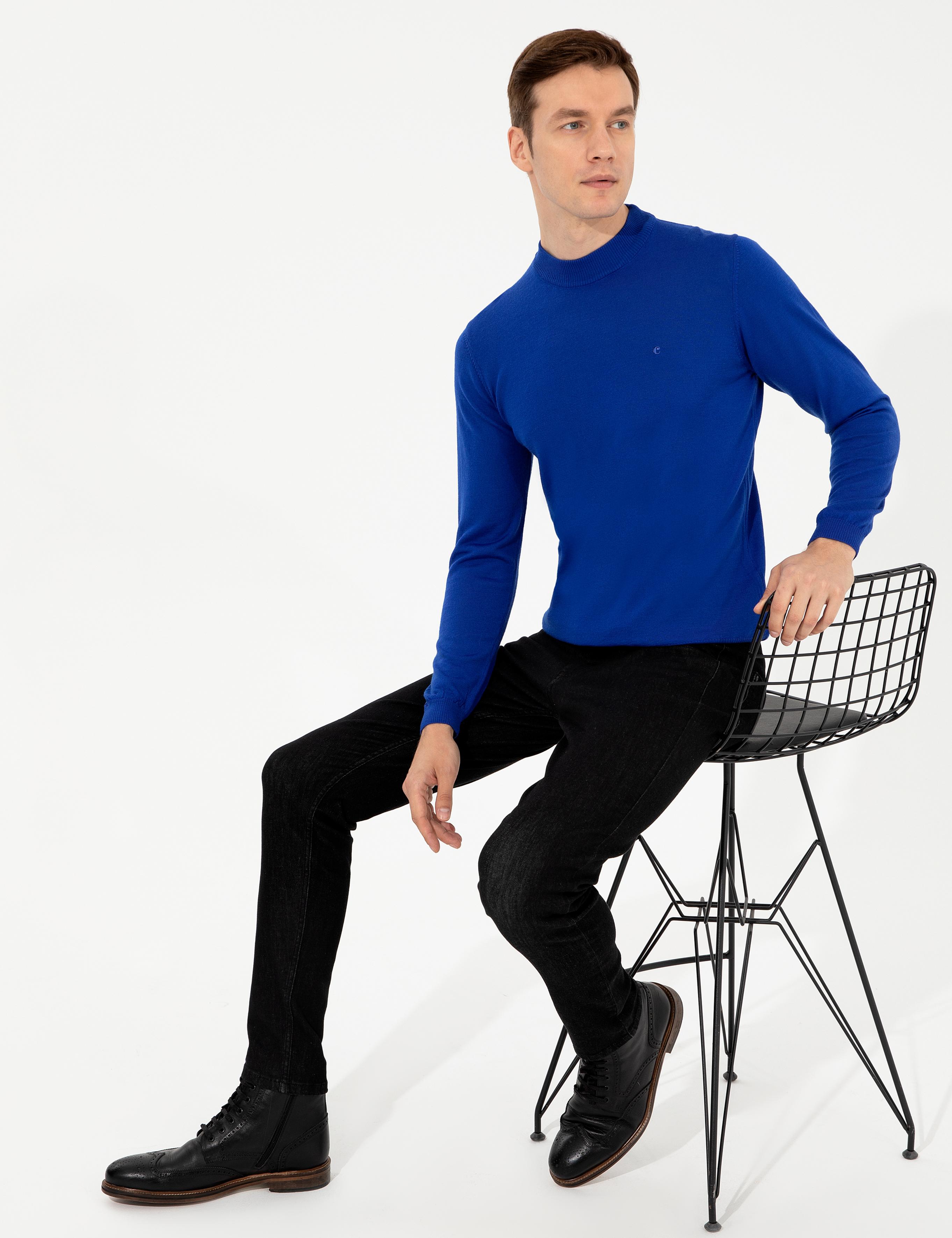 Sax Slim Fit Çeyrek Balıkçı Yaka Basic Triko Kazak - 50257712084