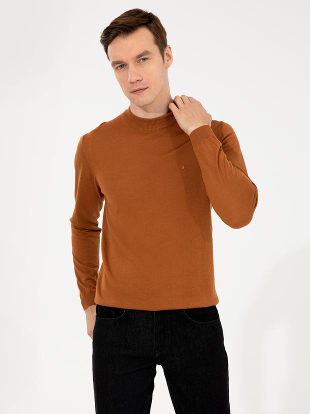 Tarçın Slim Fit Çeyrek Balıkçı Yaka Basic Triko Kazak