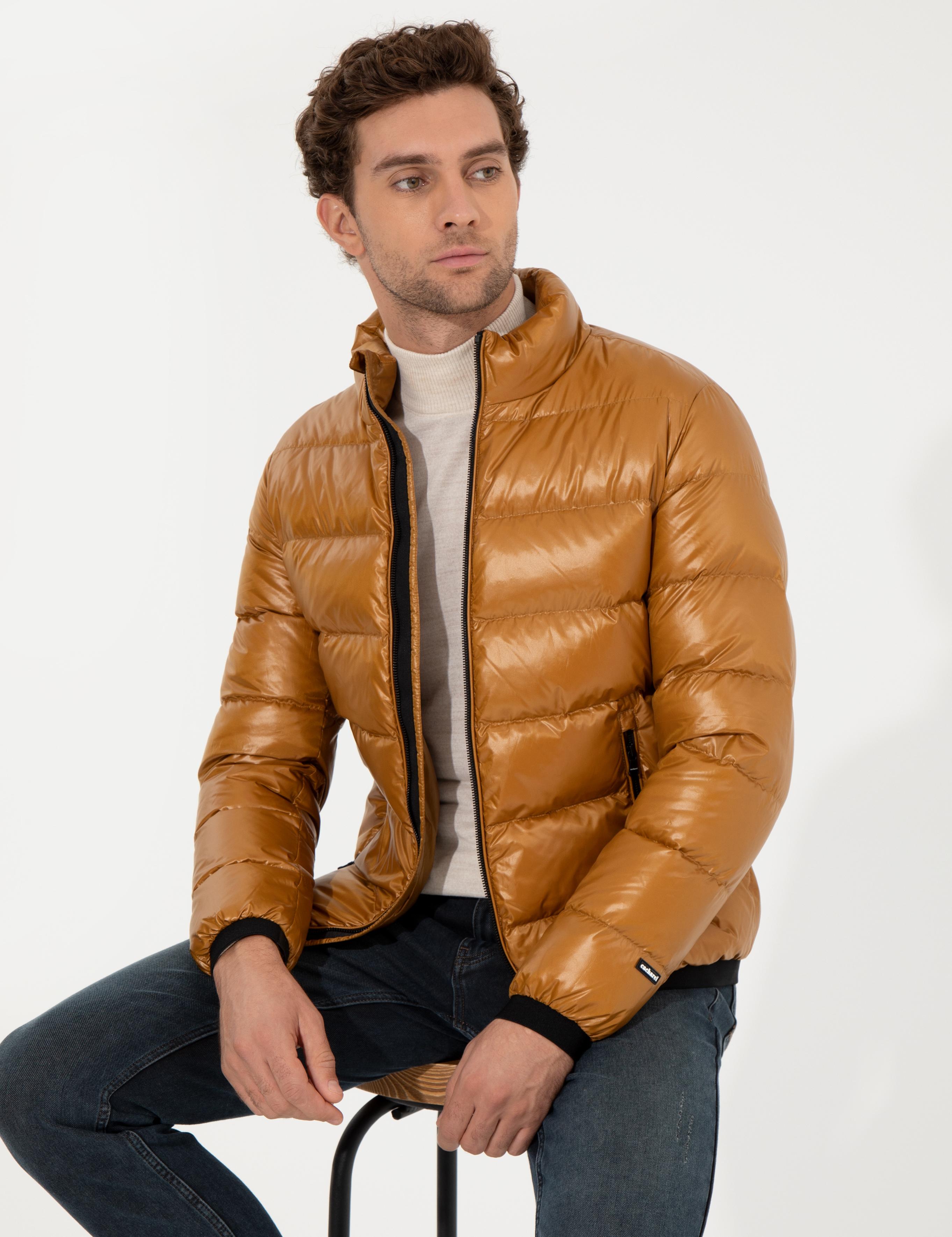 Koyu Sarı Kapitone Kaz Tüyü Mont - 50258078056