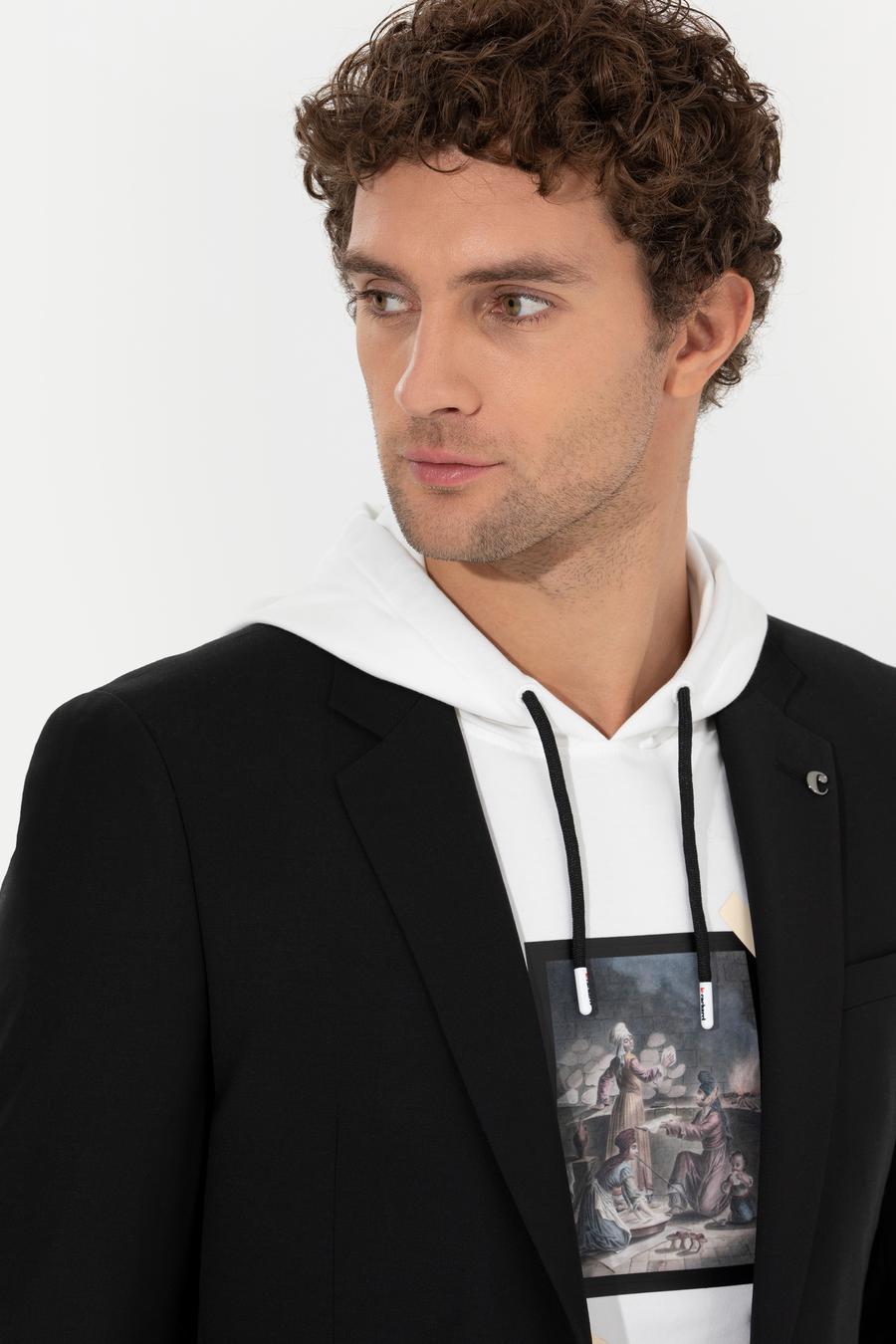 Siyah Slim Fit Yün Karışımlı Ceket - 50258857047