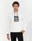 Beyaz Pamuk Karışımlı Kapüşonlu Baskılı Sweatshirt