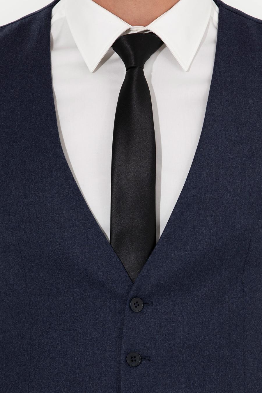 Lacivert Slim Fit Yün Karışımlı Yelek - 50260062039