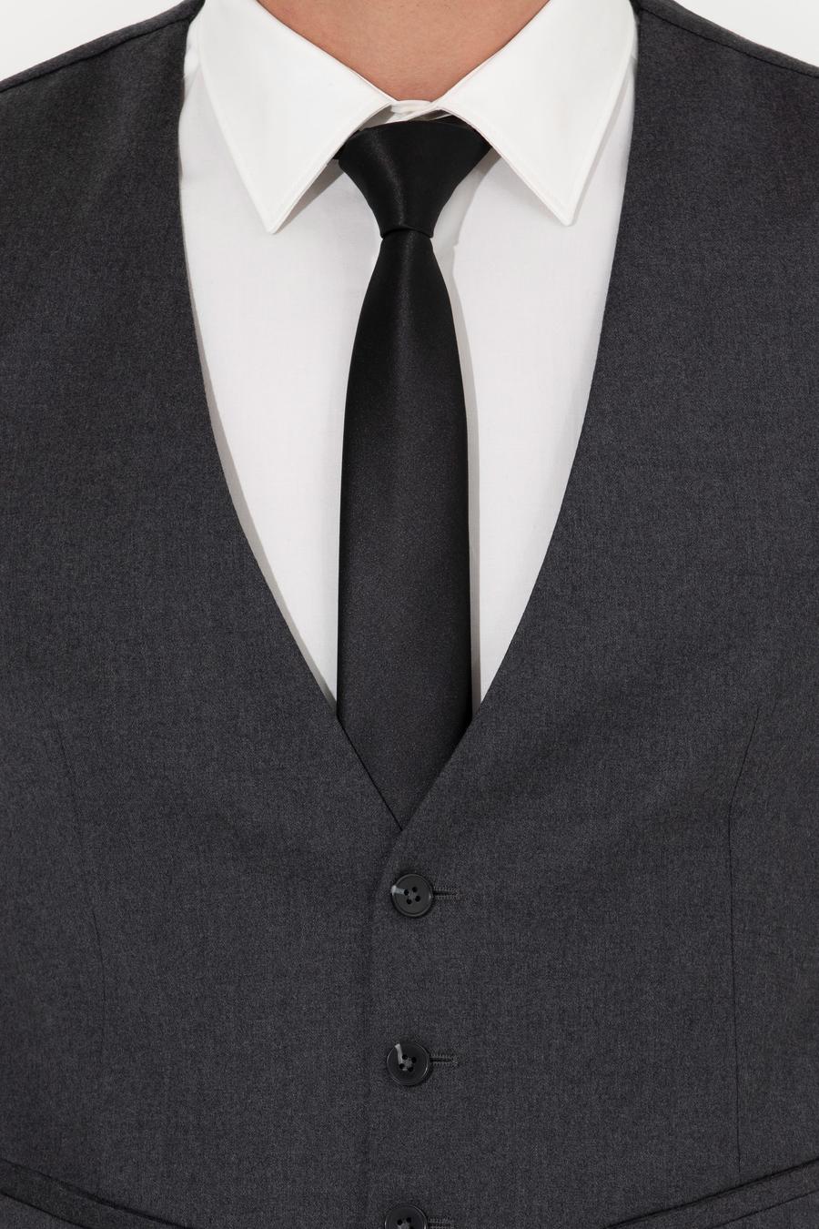 Antrasit Slim Fit Yün Karışımlı Yelek - 50260062072