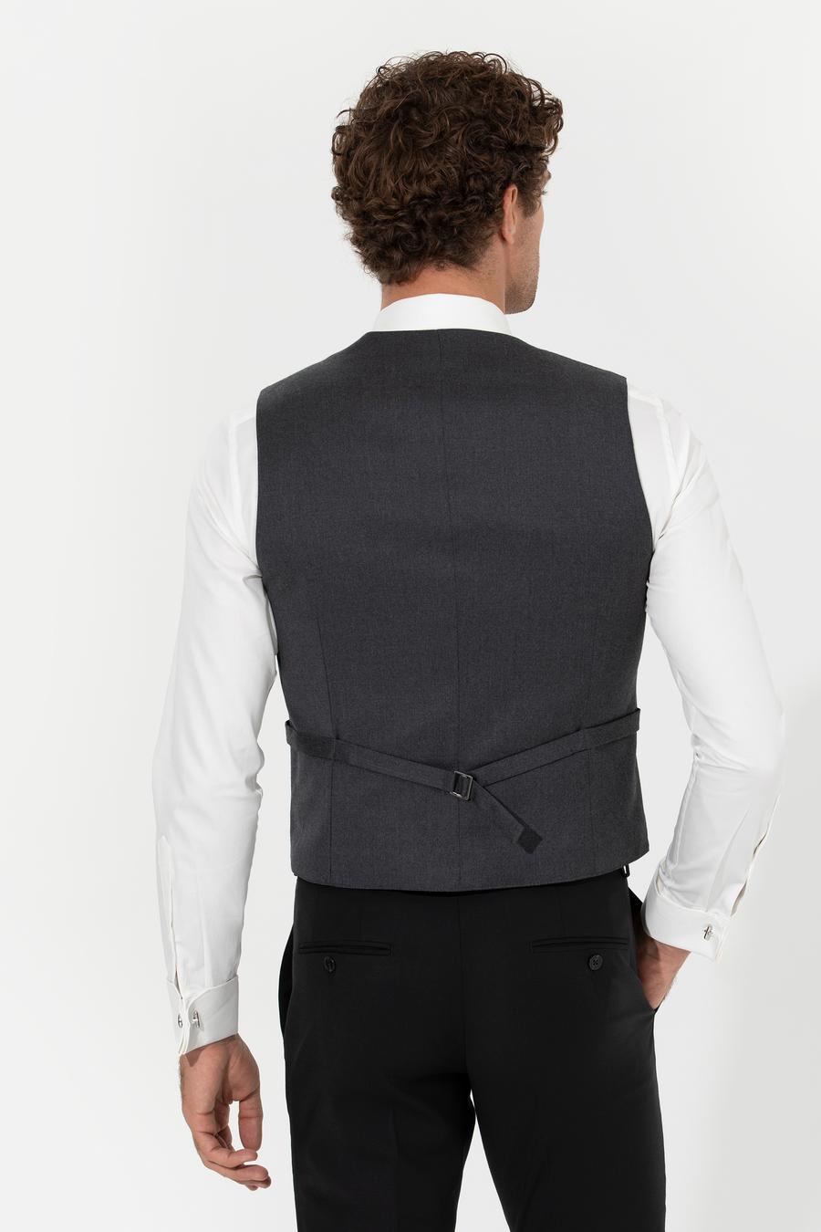 Antrasit Slim Fit Yün Karışımlı Yelek - 50260062072