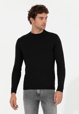 Siyah Slim Fit Çeyrek Balıkçı Basic Triko Kazak