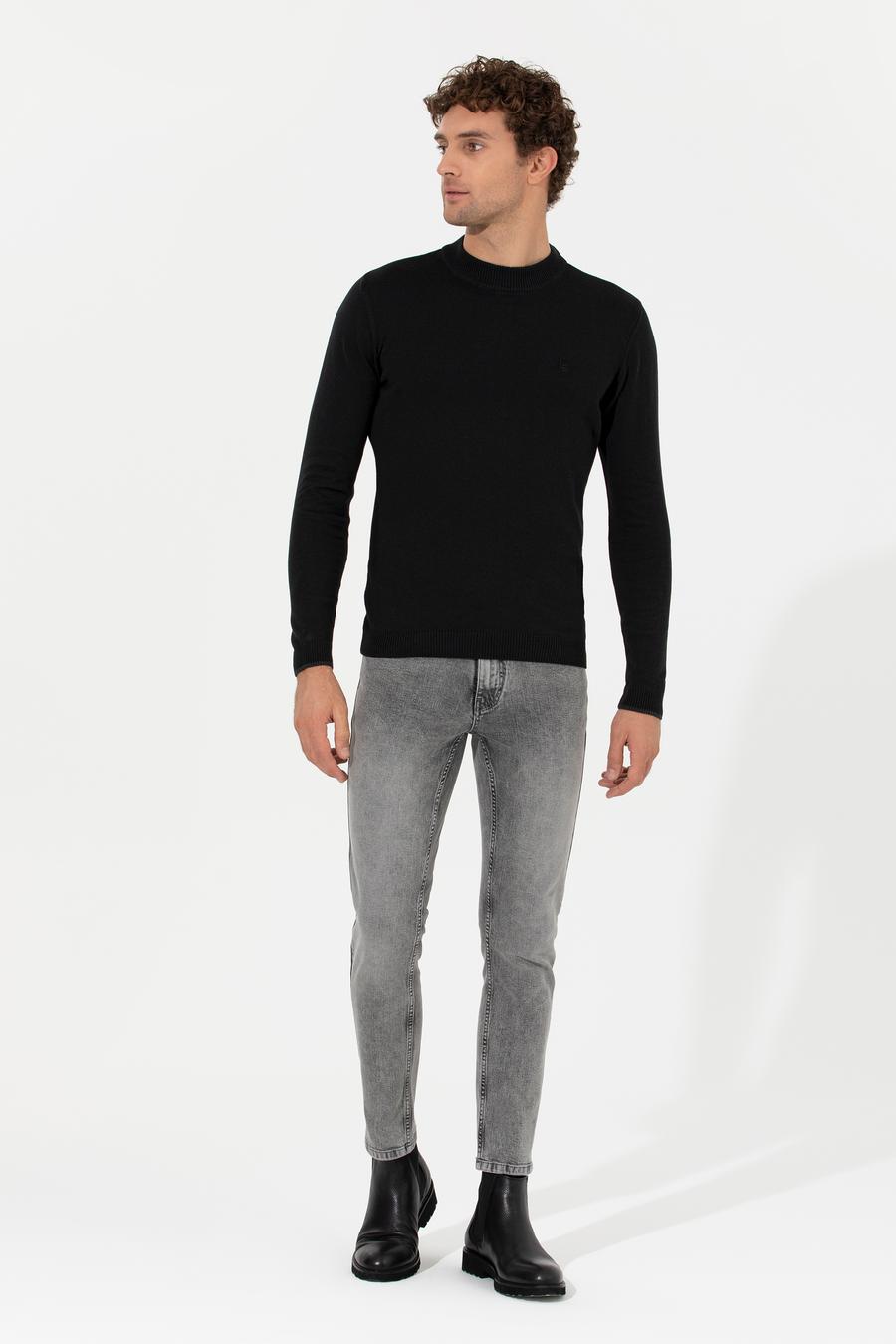 Siyah Slim Fit Çeyrek Balıkçı Basic Triko Kazak - 50259098014