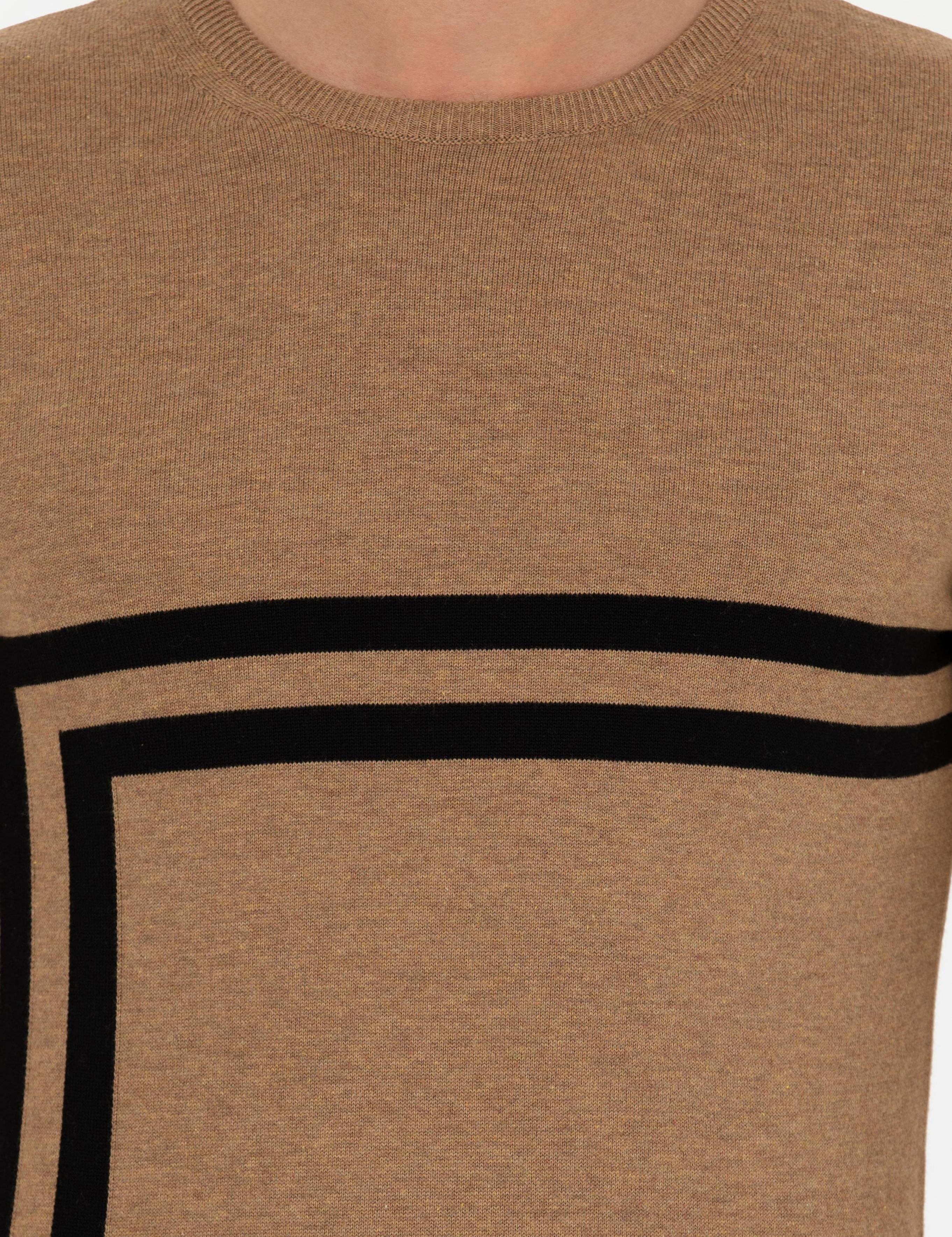 Camel Slim Fit Pamuk Karışımlı Bisiklet Yaka Triko Kazak - 50259333043