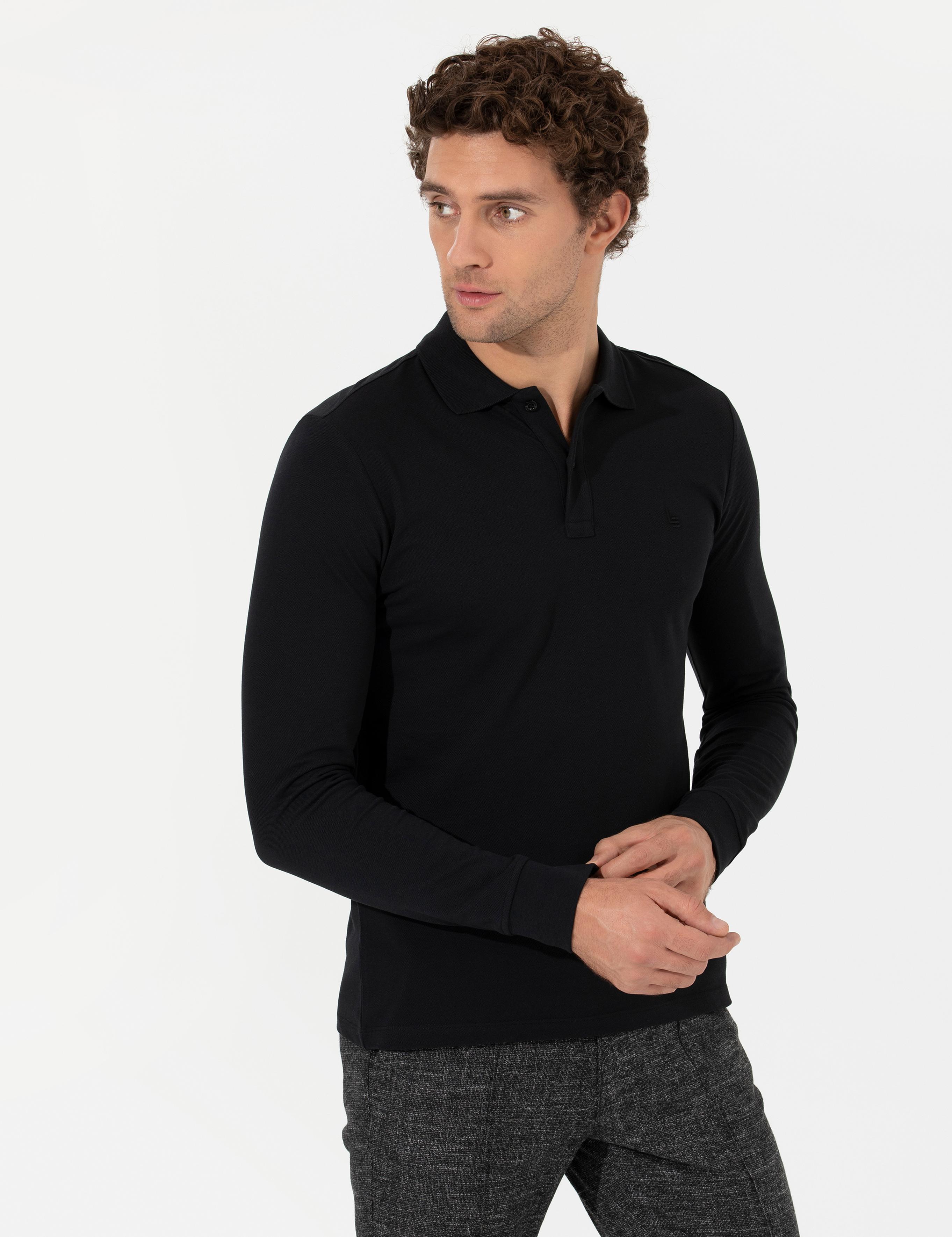 Siyah Slim Fit Sweatshirt - 50264538029