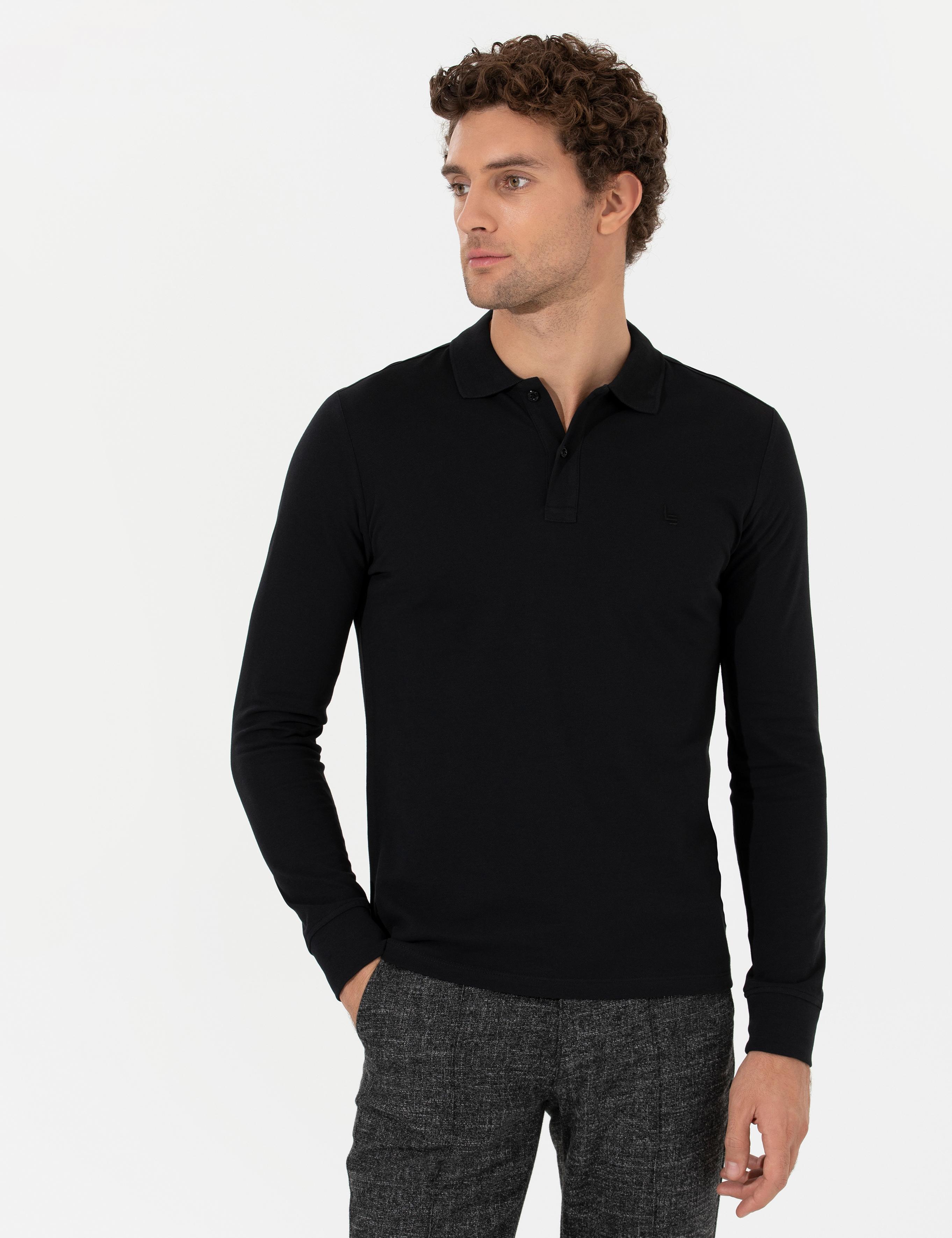 Siyah Slim Fit Sweatshirt - 50264538029