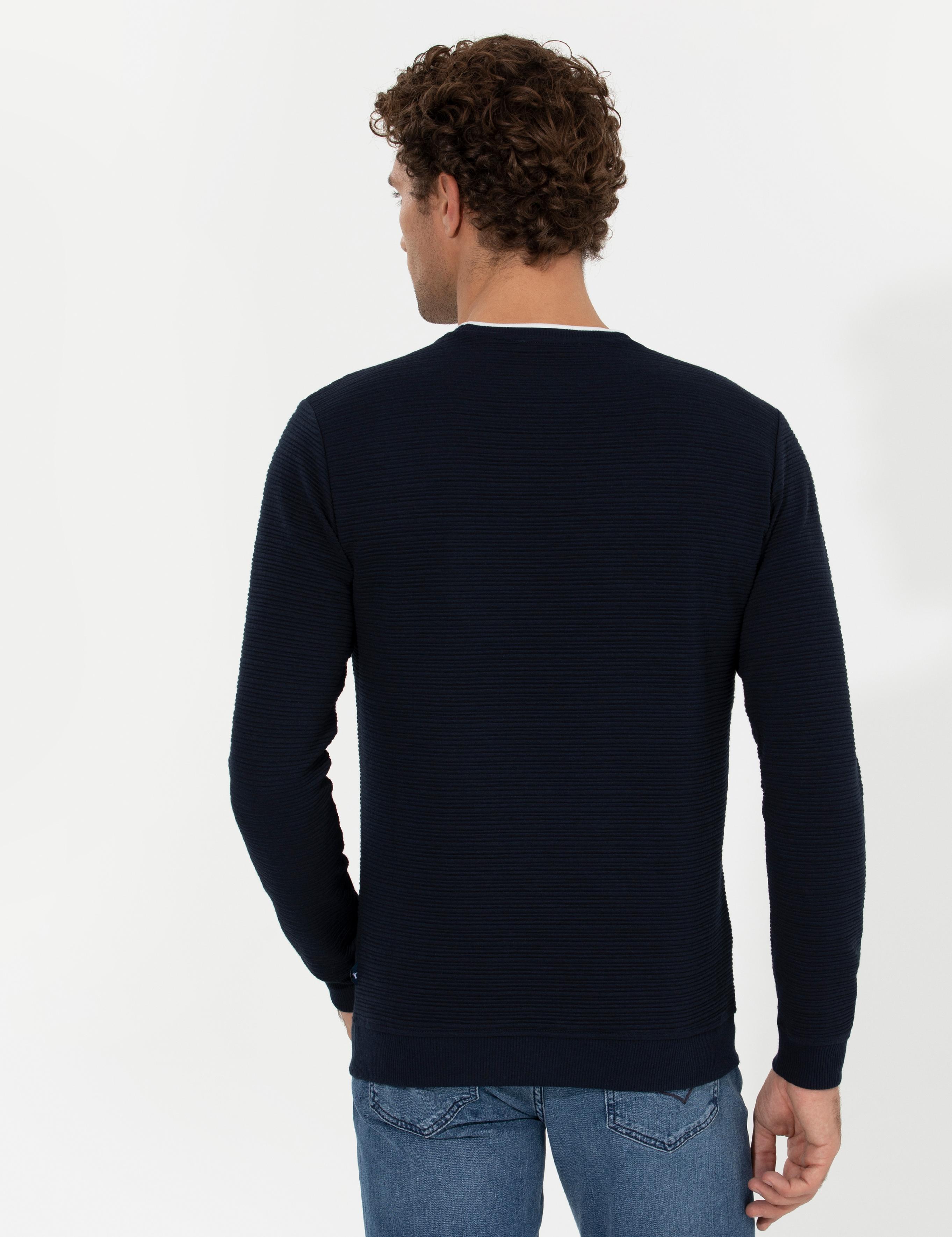 Lacivert Dokulu Sweatshirt - 50257176015