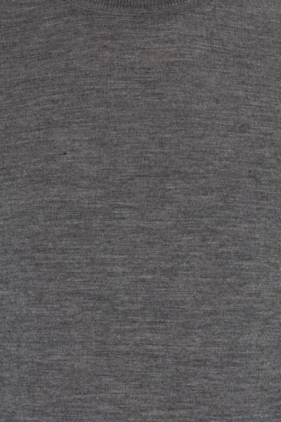 Antrasit Melanj Slim Fit Bisiklet Yaka Basic Triko Kazak - 50237038240