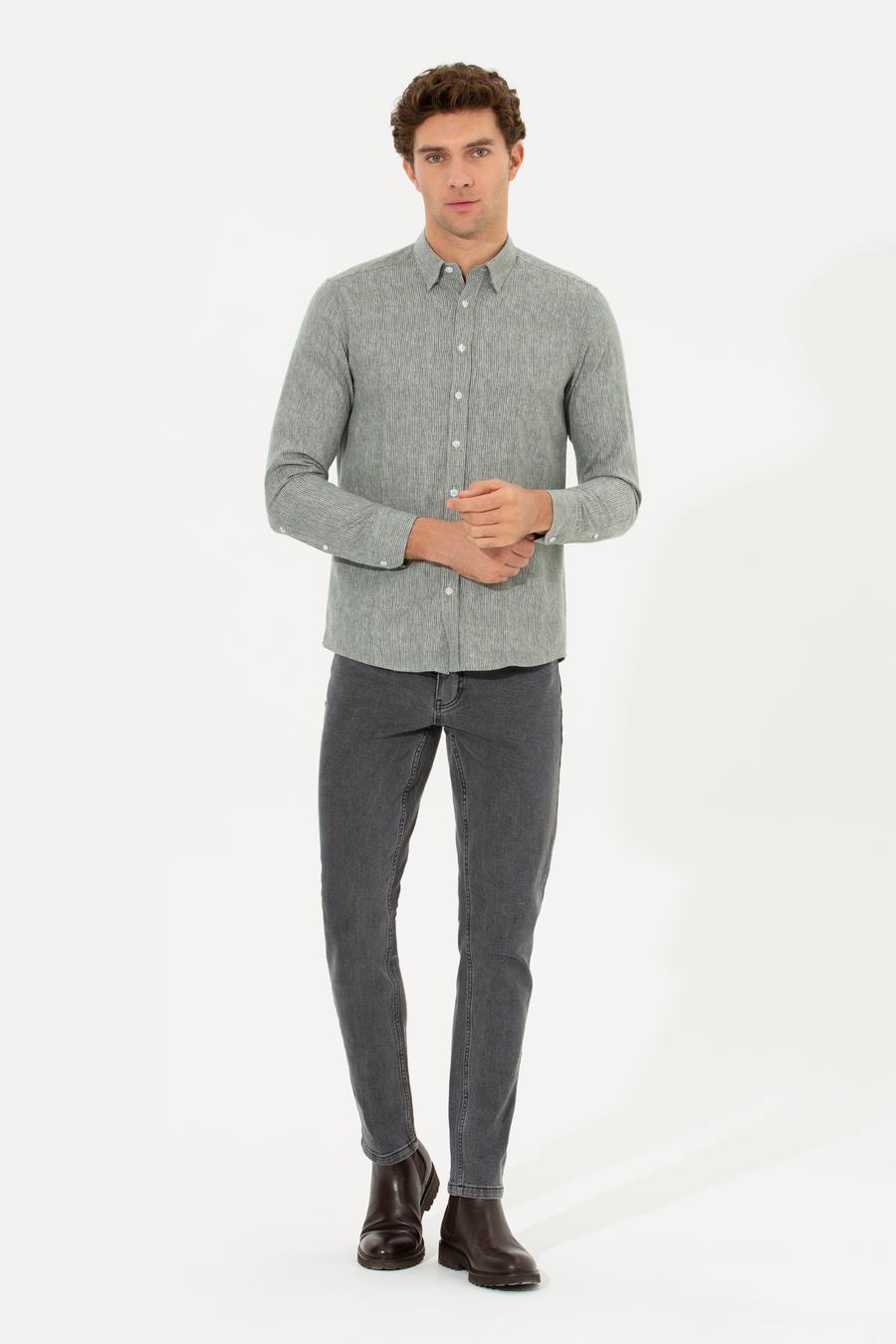 Haki Slim Fit Uzun Kollu Gömlek - 50255618093